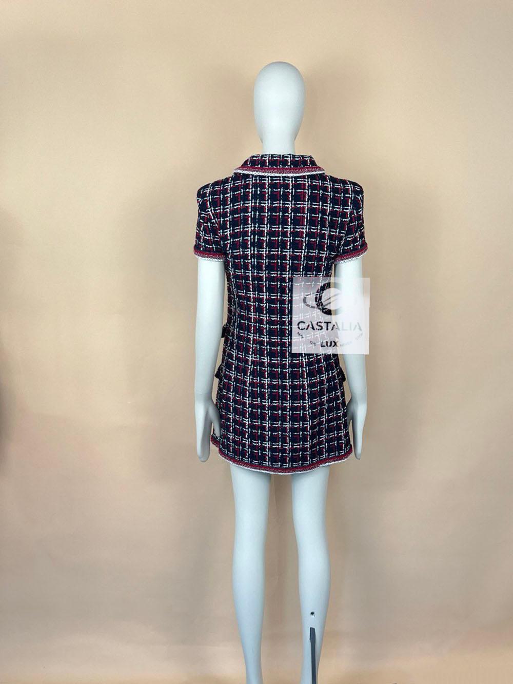 Chanel Jennie Kim Style Check Tweed Dress For Sale 7