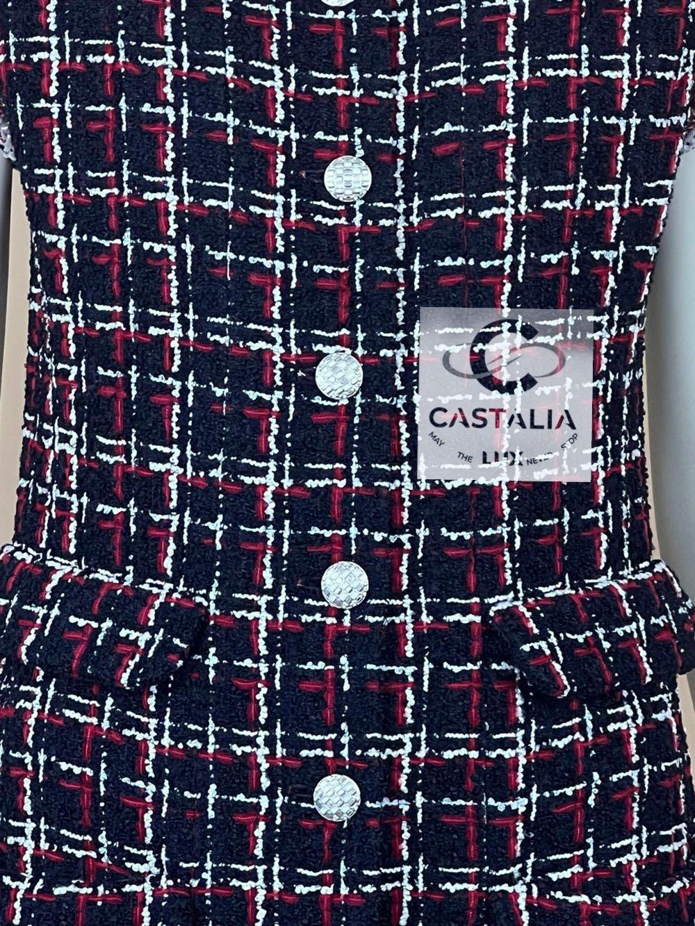 Chanel Jennie Kim Style Check Tweed Dress For Sale 10