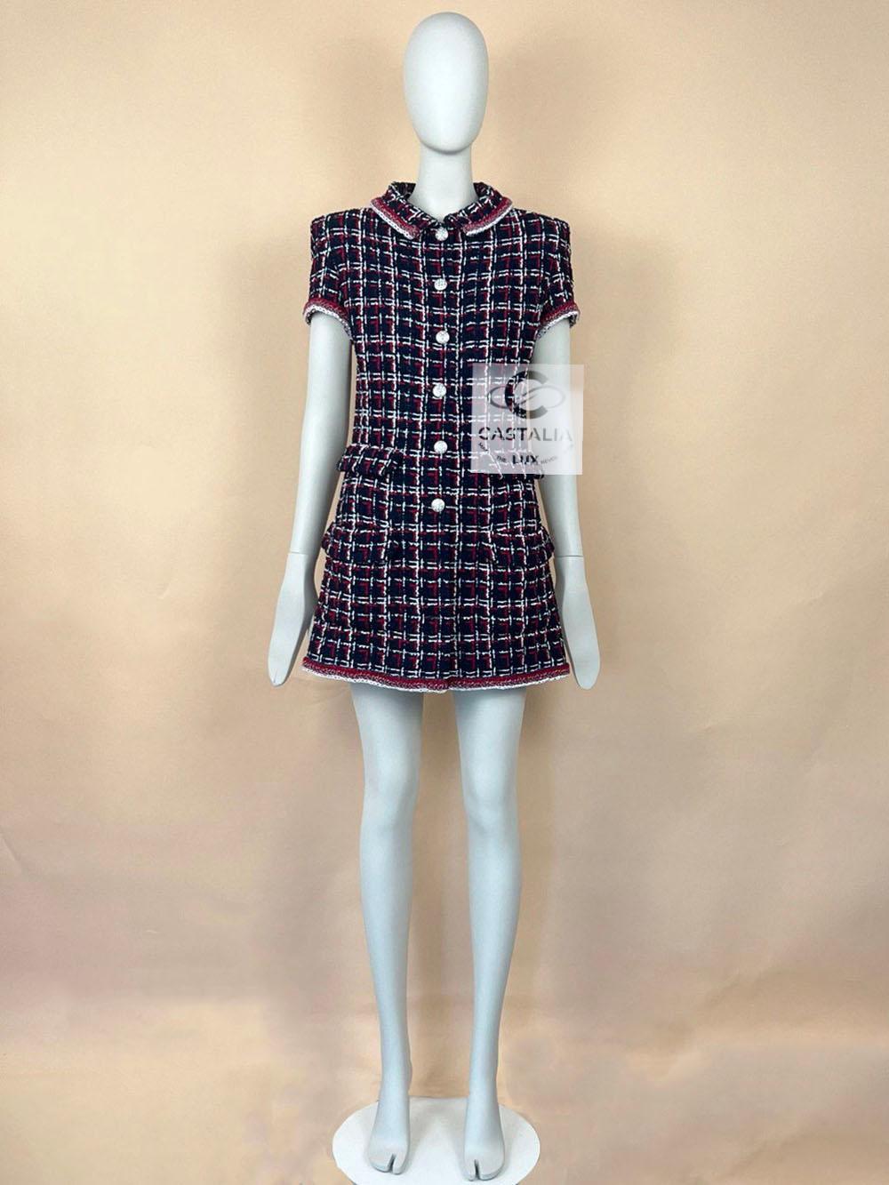 Chanel Jennie Kim Style Check Tweed Dress For Sale 2