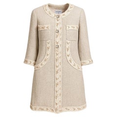 CHANEL Jewel Couture Embroidery Beige Linen Jacket 44 FR