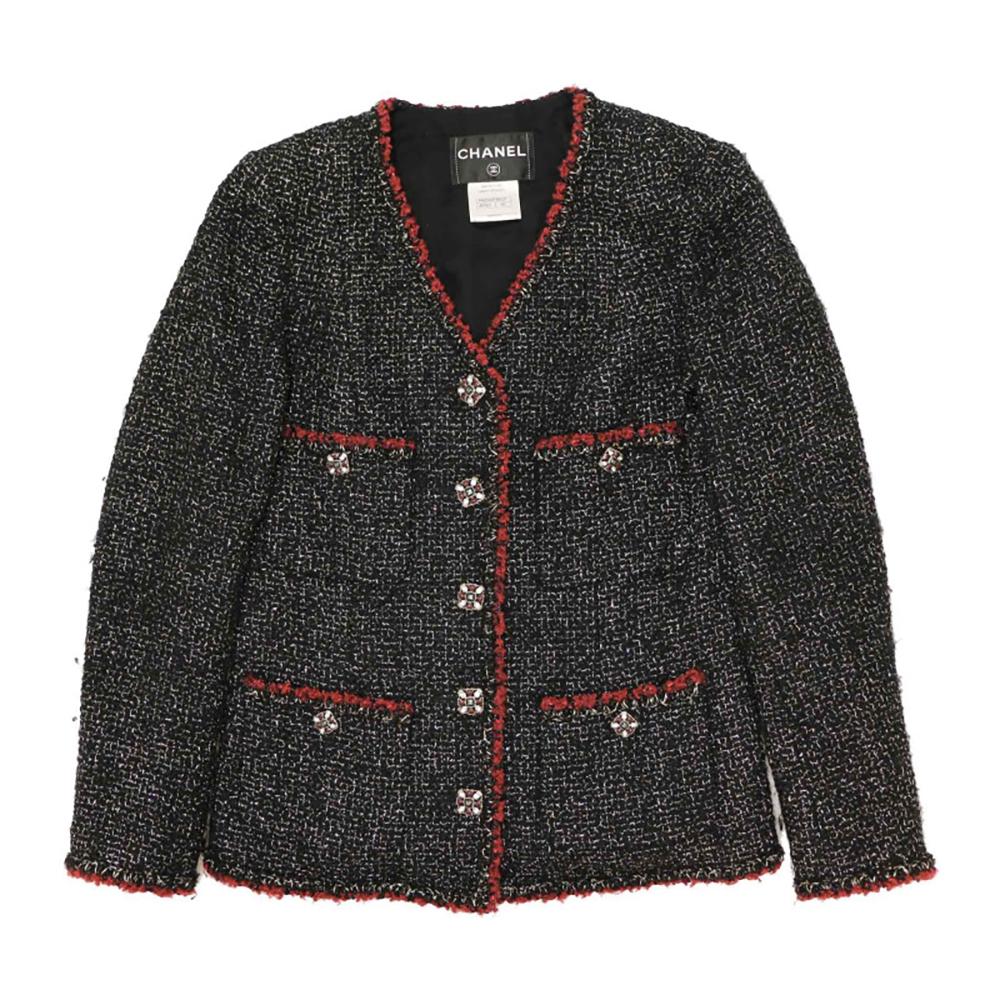 Chanel Jewel Gripoix Buttons Black Tweed Jacket 7