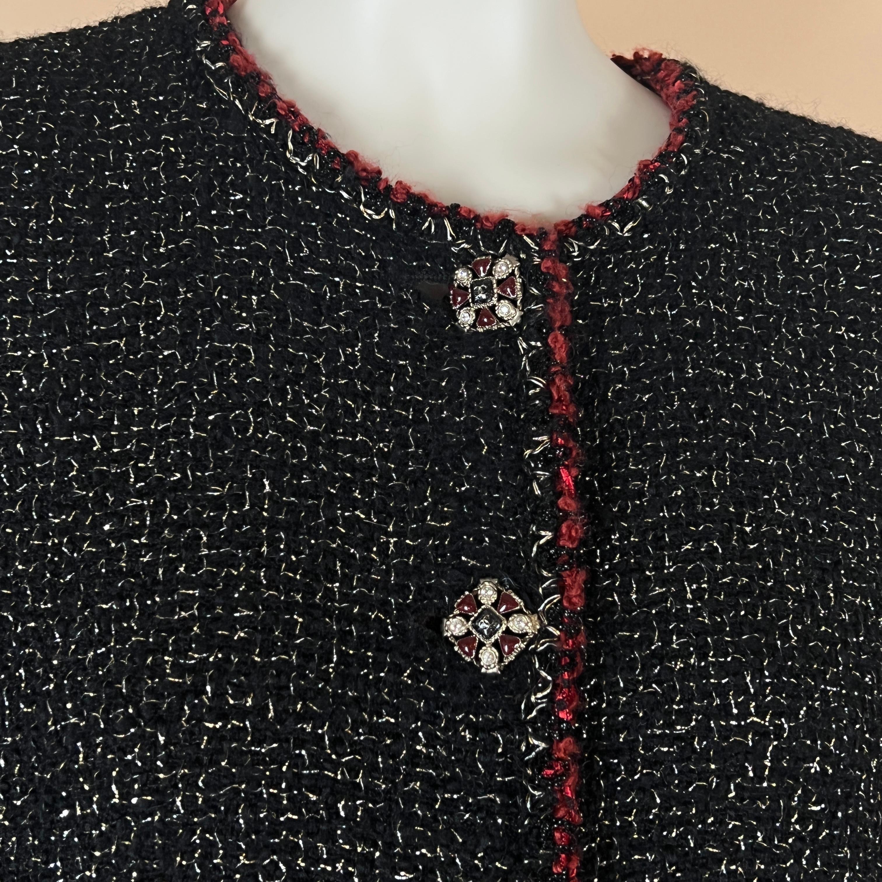 Chanel Jewel Gripoix Buttons Black Tweed Jacket 1
