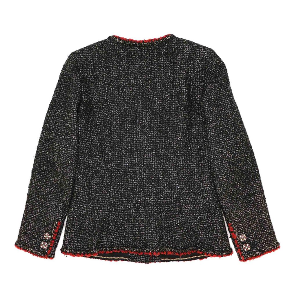 Chanel Jewel Gripoix Buttons Black Tweed Jacket 5