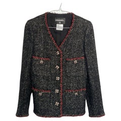 Veste en tweed rouge foncé avec boutons Gripoix Jewel Gripoix Chanel