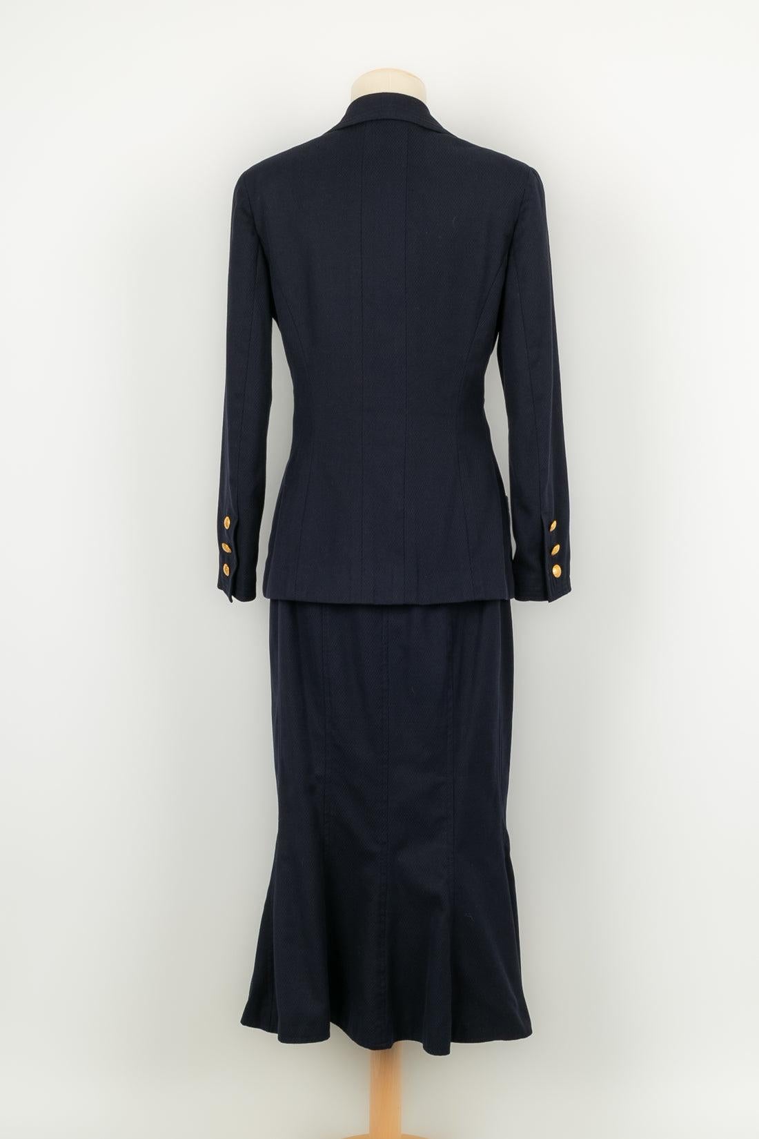 Black Chanel Jewel Jacket and a Long Skirt Outfit Spring, 1993 For Sale