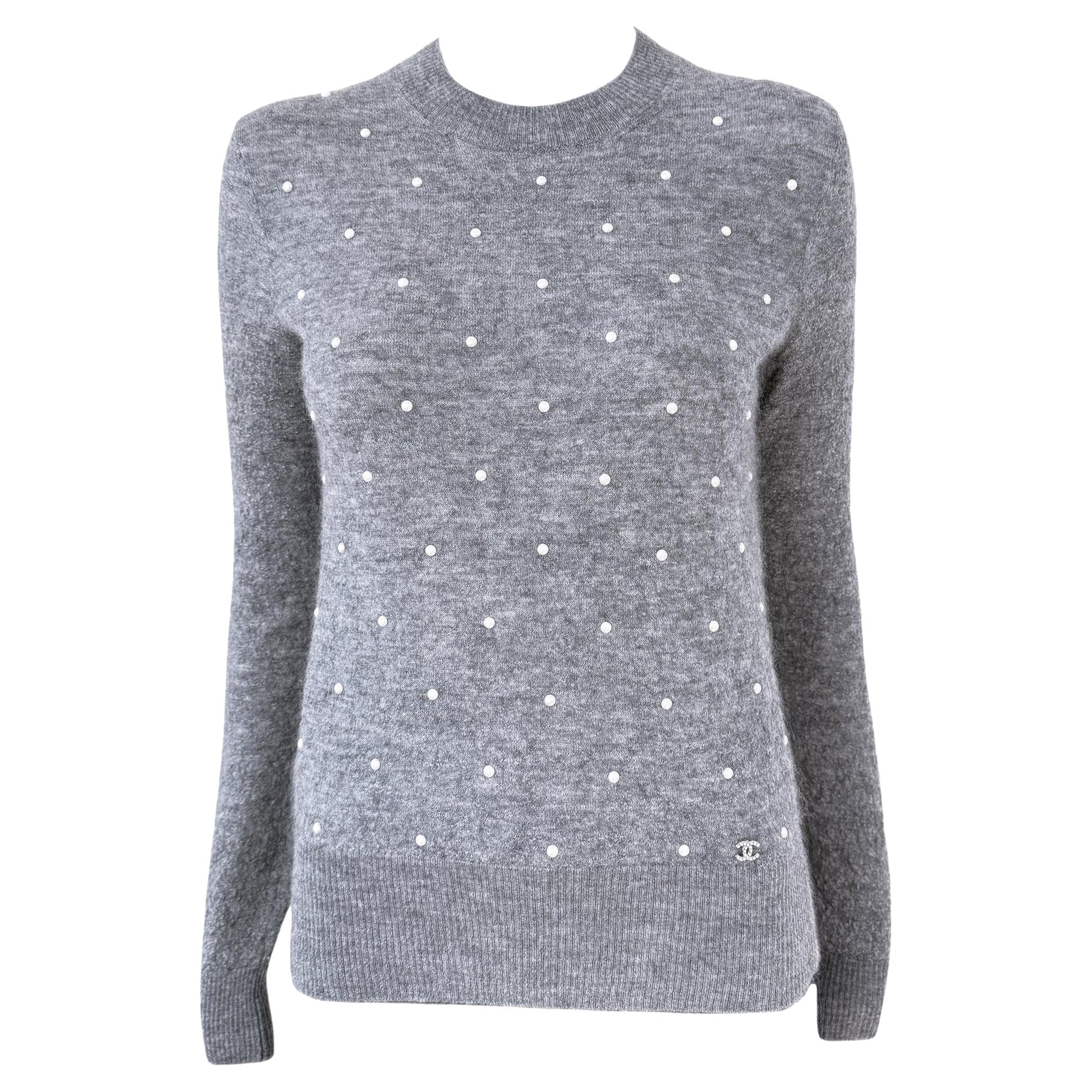 Chanel Jewel Perlenbesetzter Alpaka-Pullover 34 FR