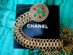 Chanel Jeweled Poured Glass Gilt Metal Belt, circa 1980s