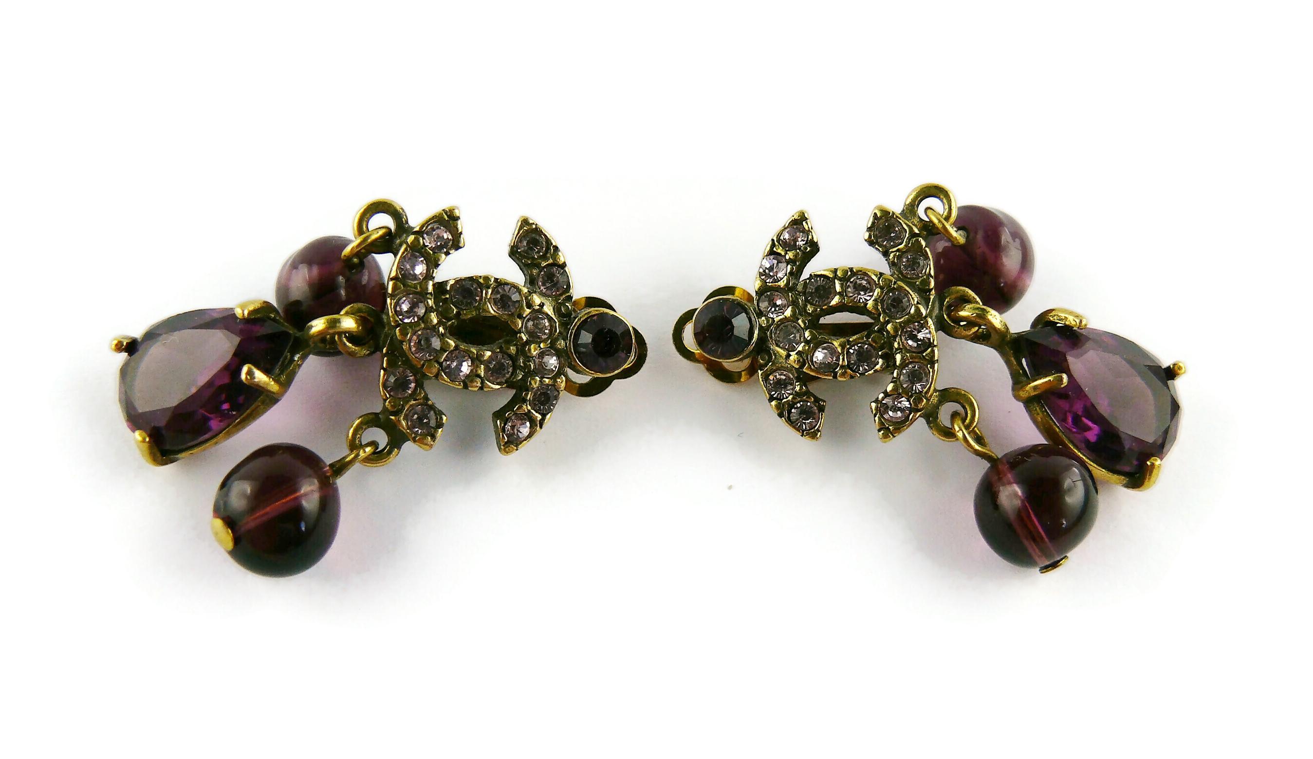 purple chanel earrings