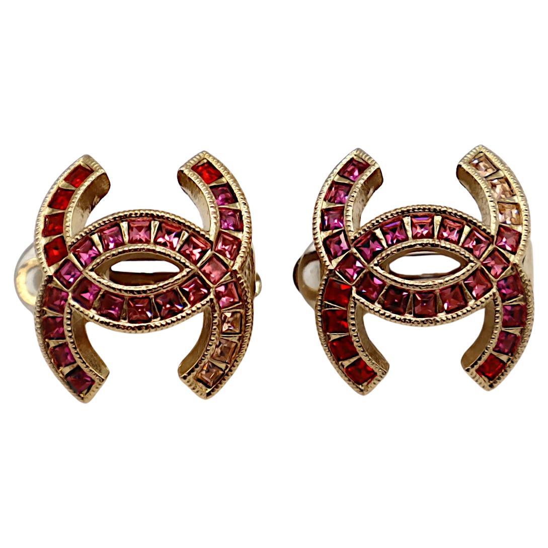 CHANEL Jewelled CC Logo Clip-On Earrings