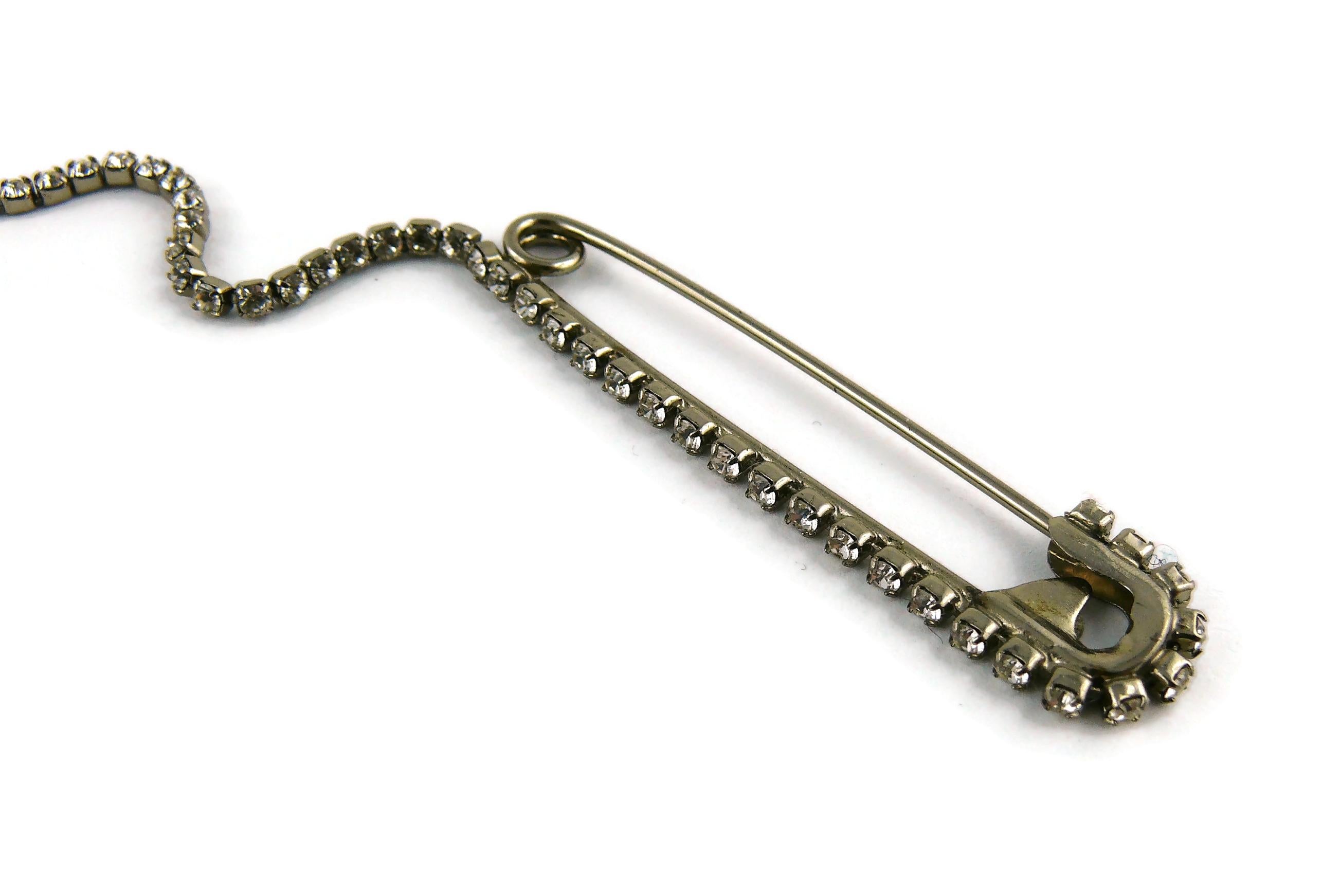 Chanel Jewelled Double Safety Pin CC Brooch In Good Condition In Nice, FR