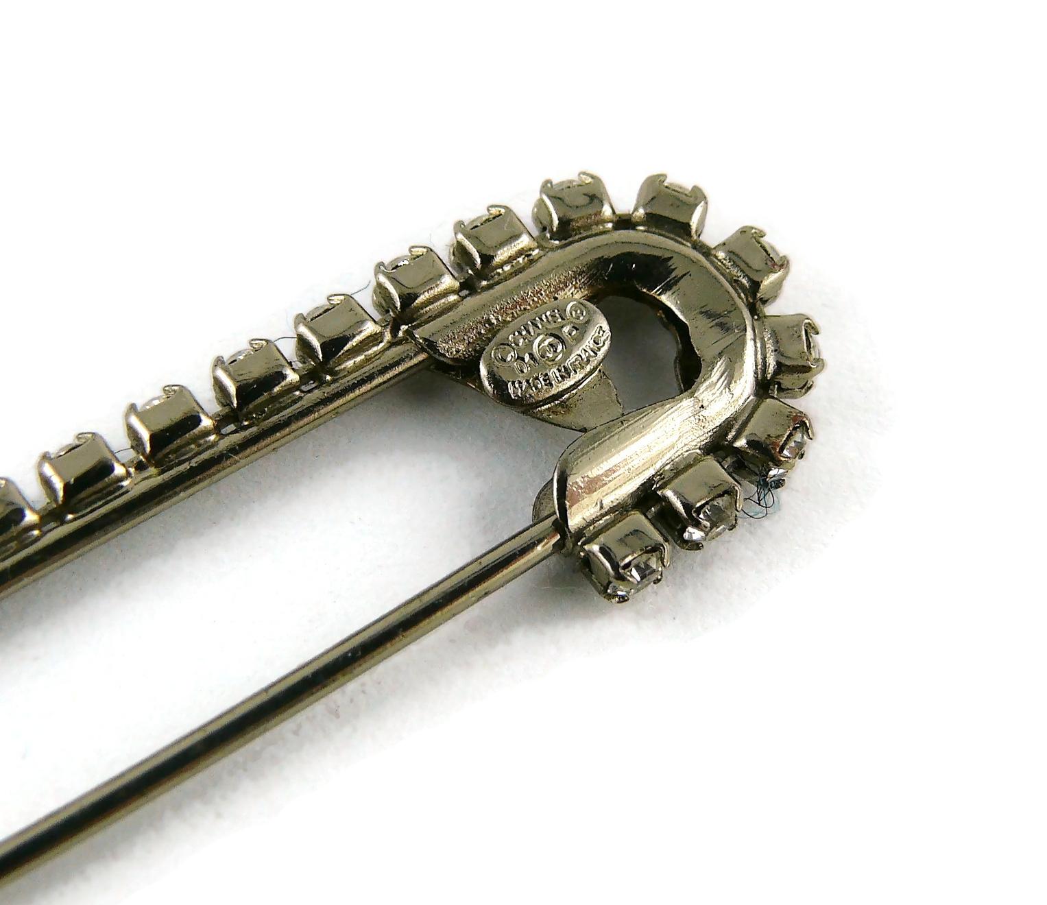 Chanel Jewelled Double Safety Pin CC Brooch 1