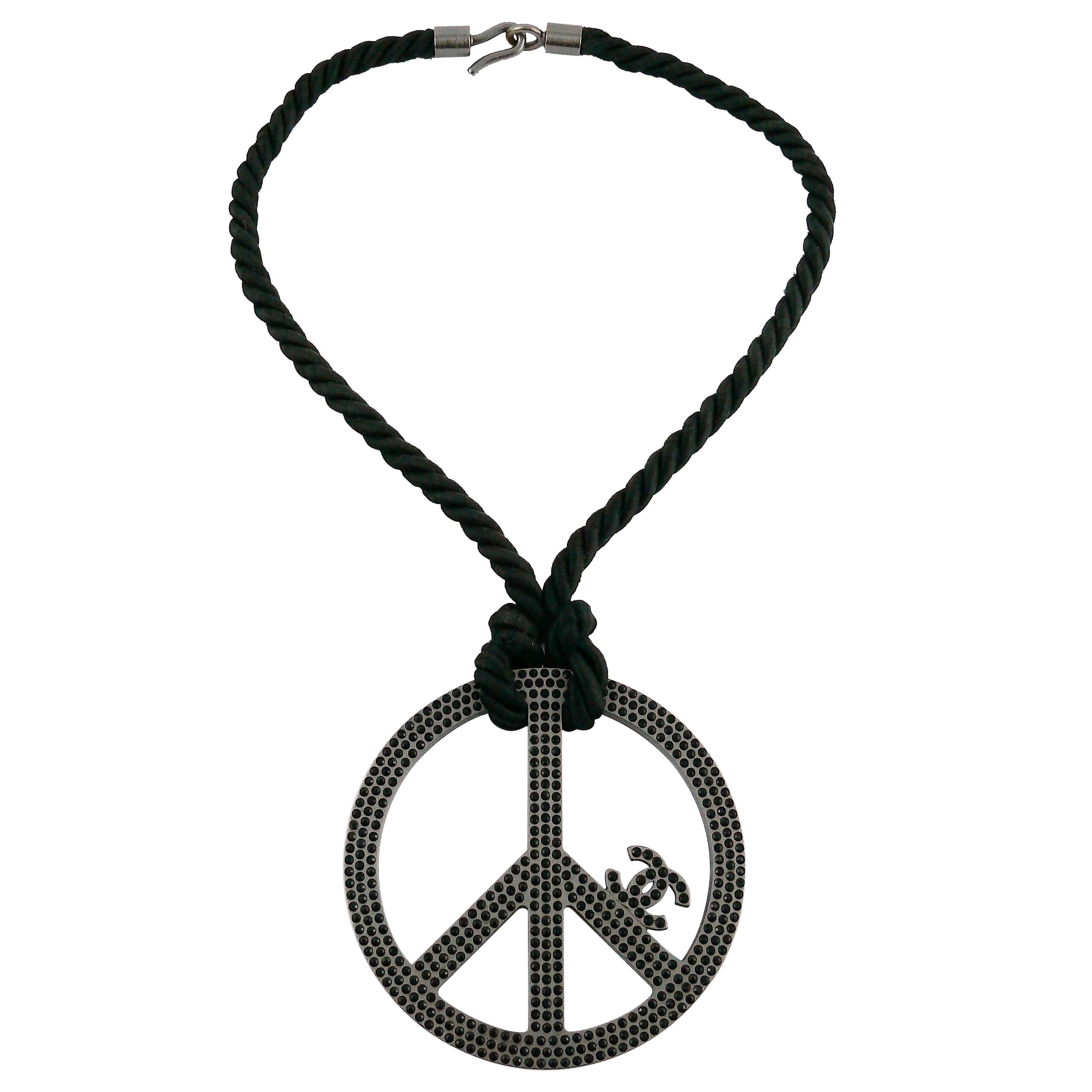 Chanel Jewelled Massive Peace Sign CC Necklace Spring Summer 2008