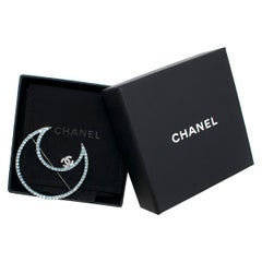 Chanel Jewelled Ruthenium Crescent Moon Brooch