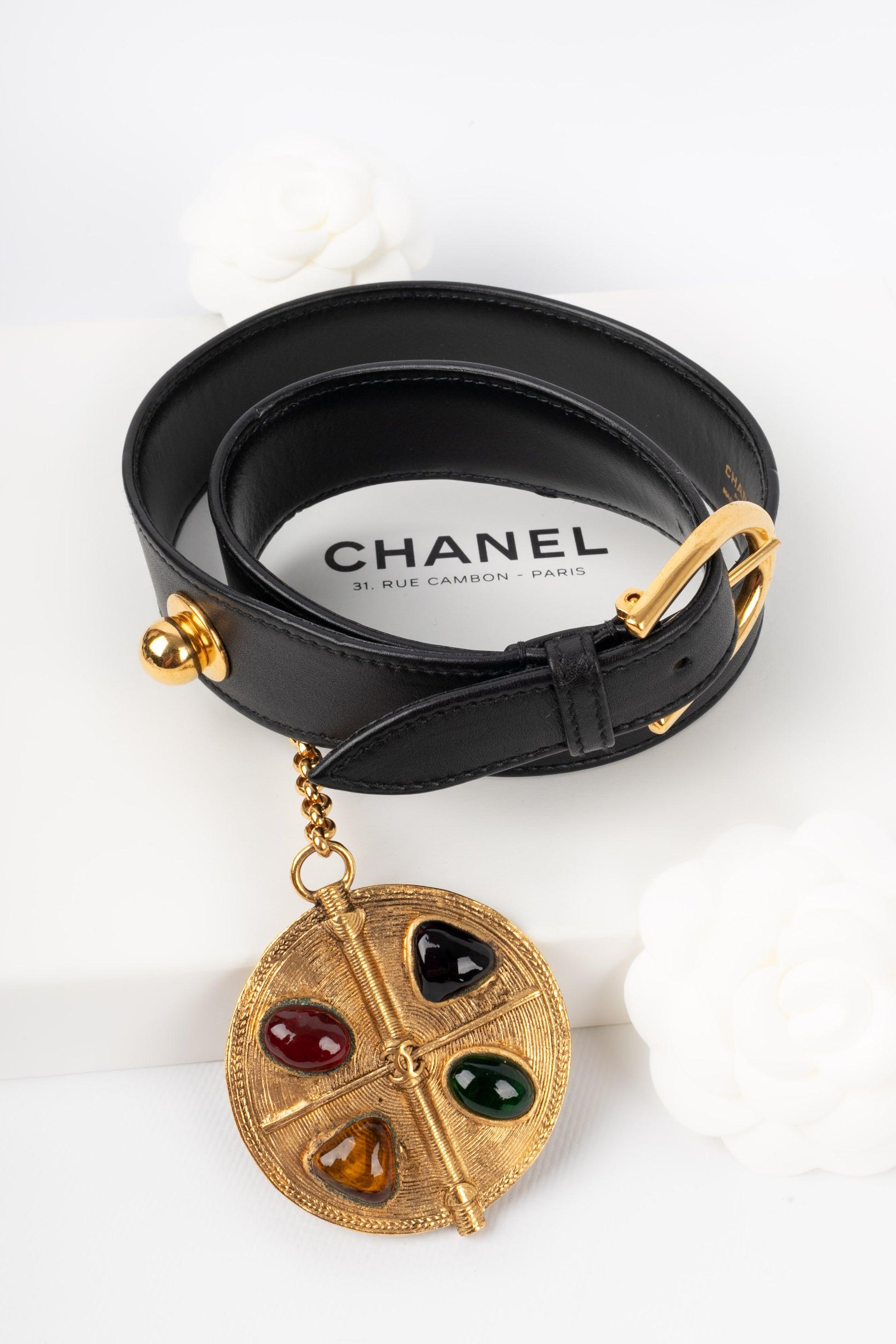 Chanel Jewelry Leather Belt with Golden Metal Buckle For Sale 7