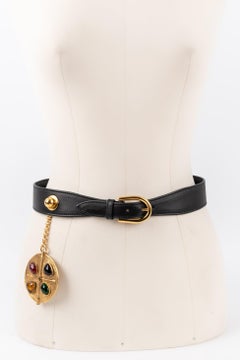 Chanel Jewelry Leather Belt with Golden Metal Buckle