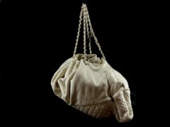 Chanel Jumbo 223591 Bolso de Algodón Acolchado Beige