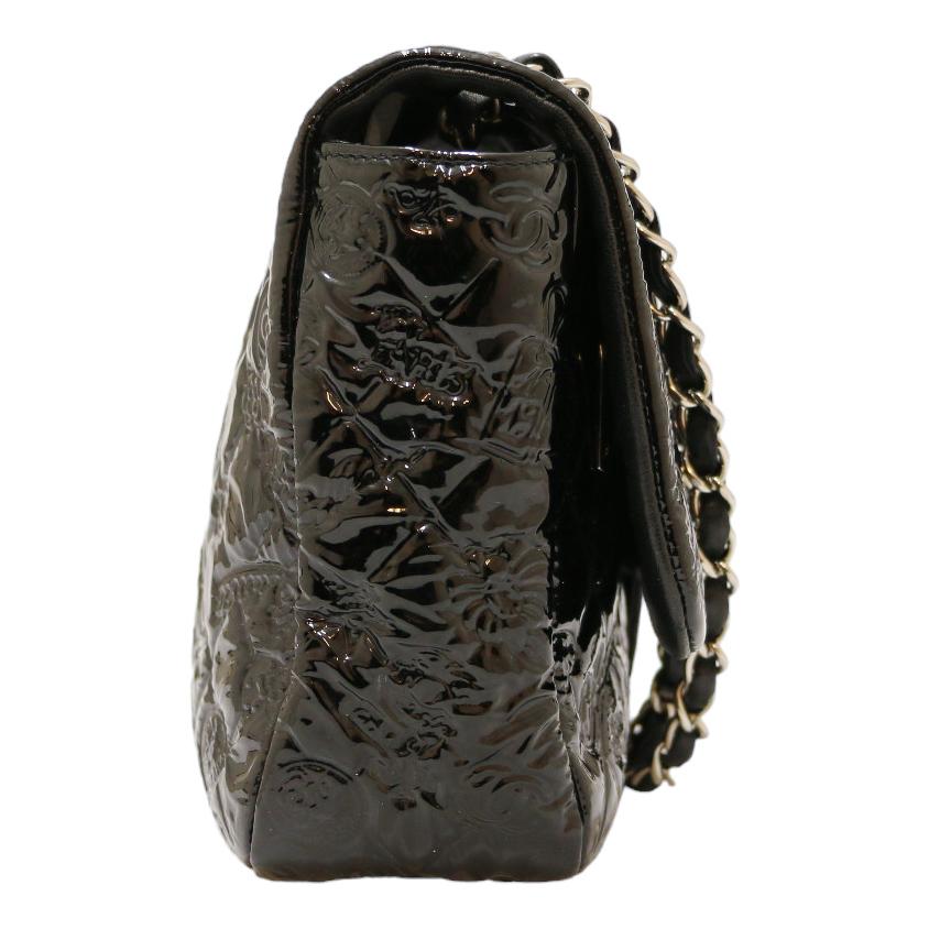 CHANEL Bolso Jumbo Charol Repujado Negro 6