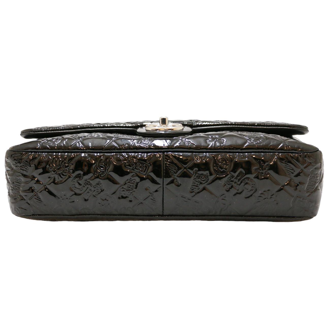 CHANEL Bolso Jumbo Charol Repujado Negro 5