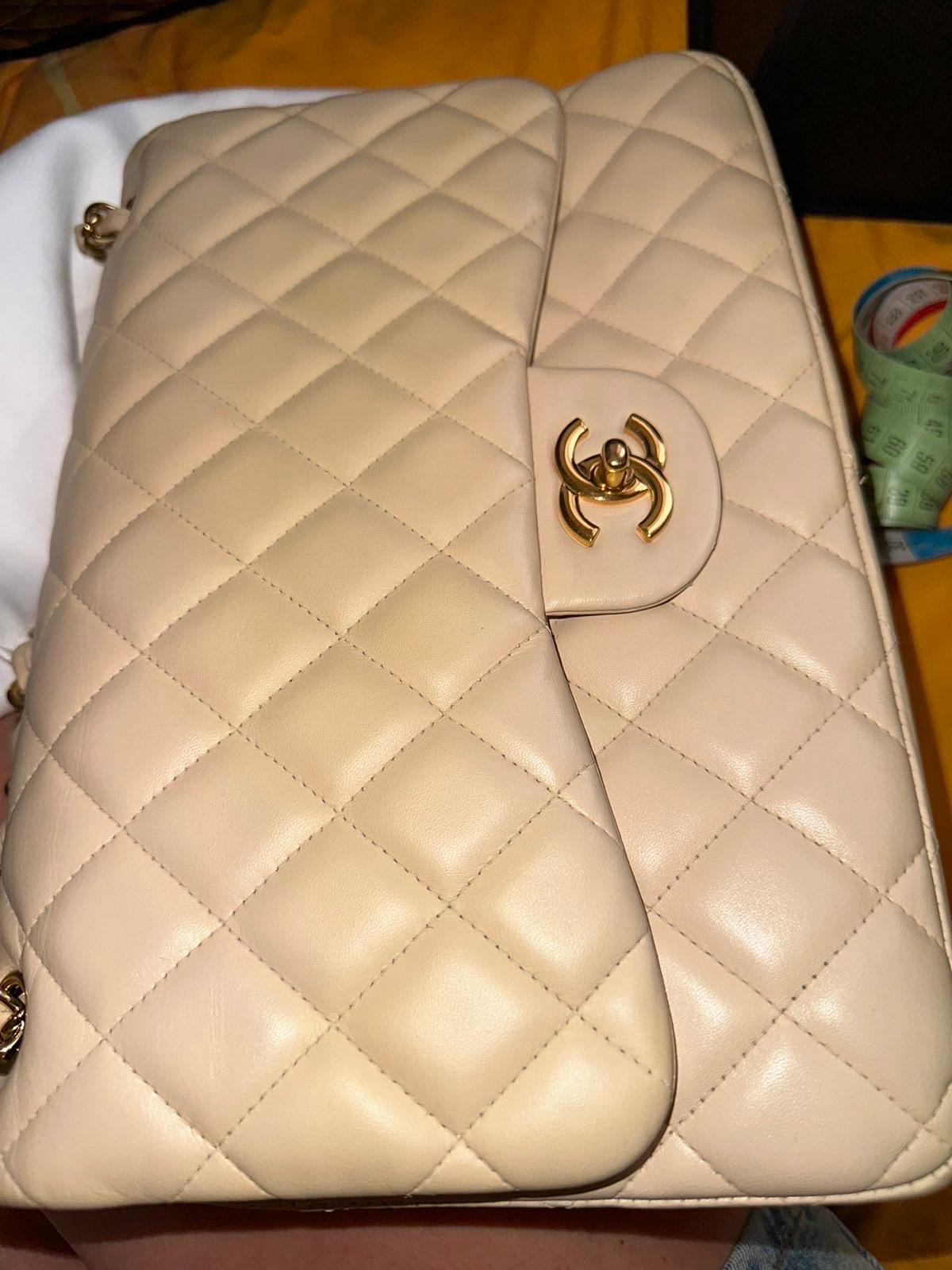 CHANEL Jumbo Beige Leather Maxi Bag 13