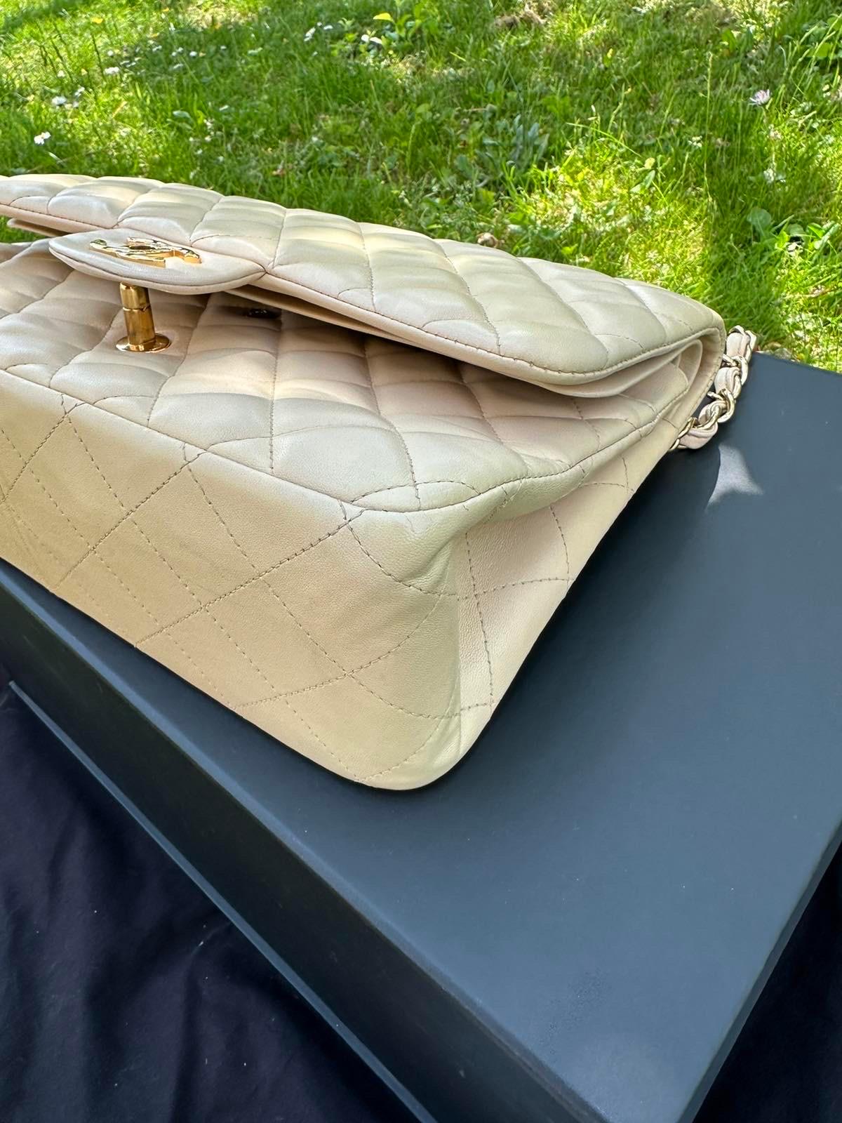 CHANEL Jumbo Beige Leather Maxi Bag 4
