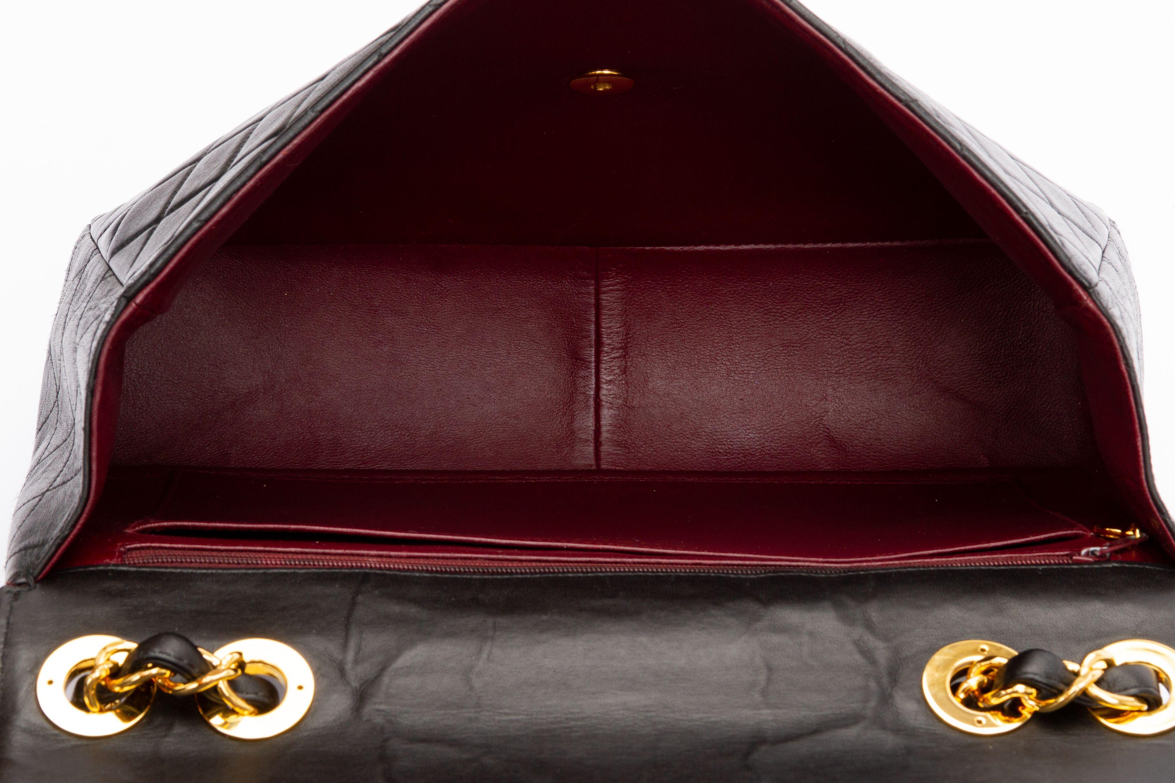 Chanel Jumbo Black 24kt Logo Flap Bag For Sale 4