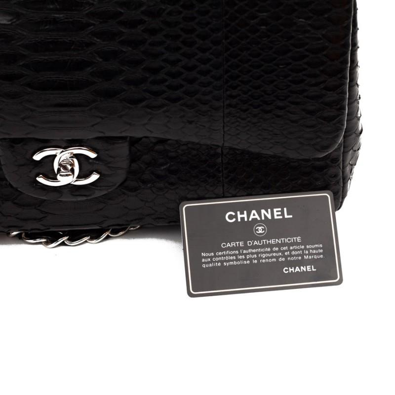 CHANEL Jumbo Black Python Timeless Bag 9