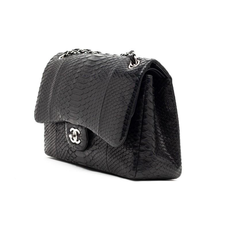 chanel black python bag