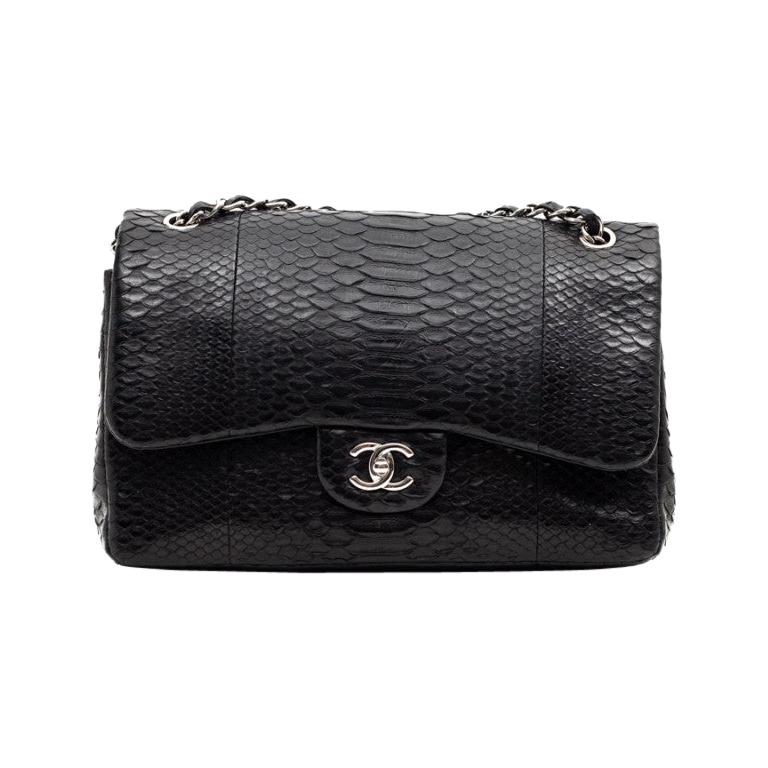 CHANEL Jumbo Black Python Timeless Bag For Sale at 1stDibs  chanel python  bag black, chanel black python bag, chanel black snakeskin bag