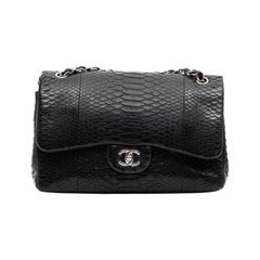 CHANEL Jumbo Black Python Timeless Bag