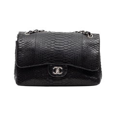 CHANEL Jumbo Black Python Timeless Bag For Sale at 1stDibs