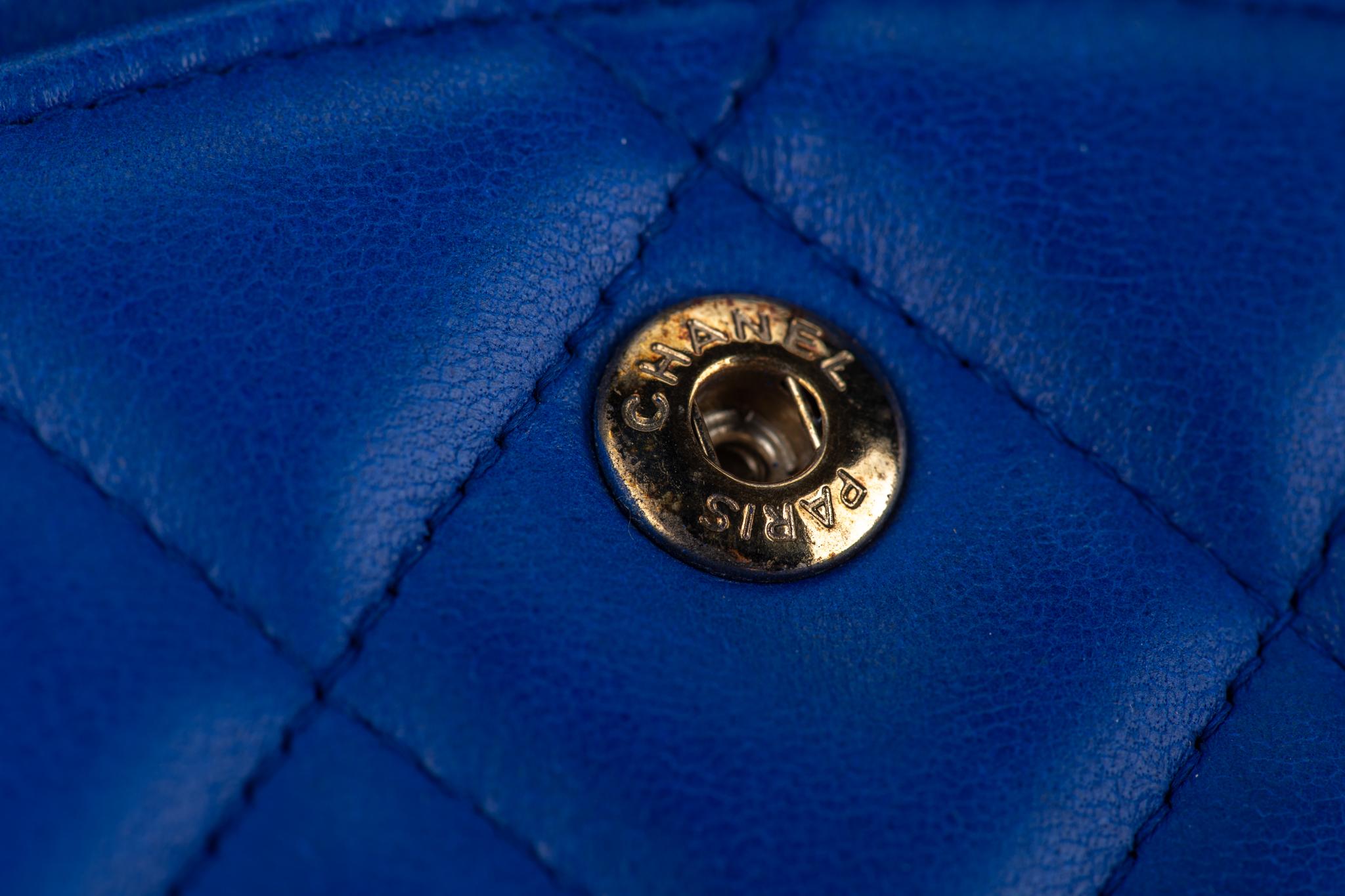 Chanel Jumbo Blue Quilted Double Flap For Sale 9