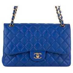 Chanel Jumbo Blue Quilted Double Flap