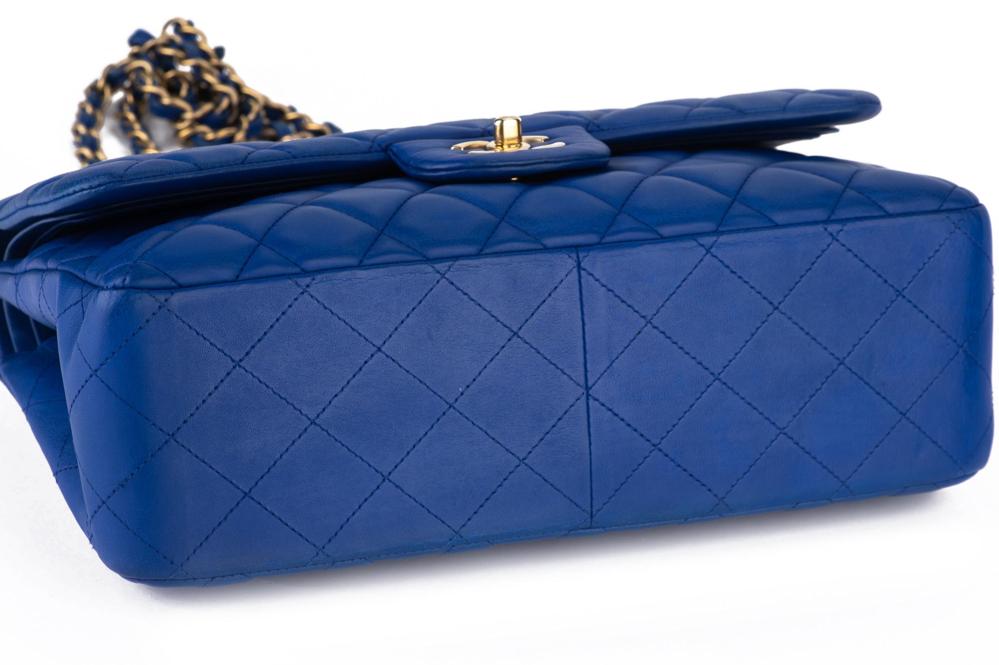 Chanel Jumbo Blue Quilted Double Flap For Sale 2