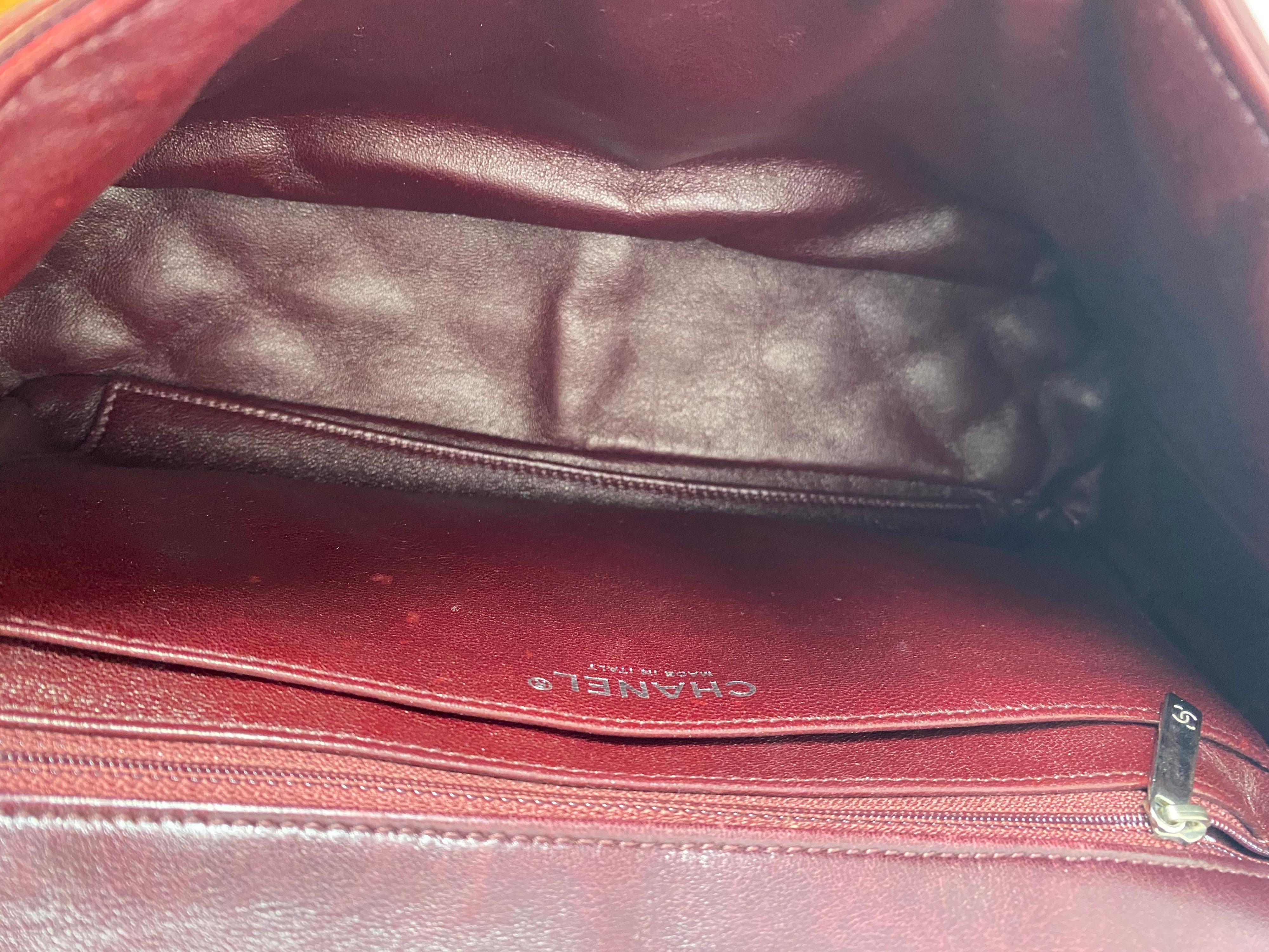 Chanel Jumbo Burgundy Patent Leather Bag  2