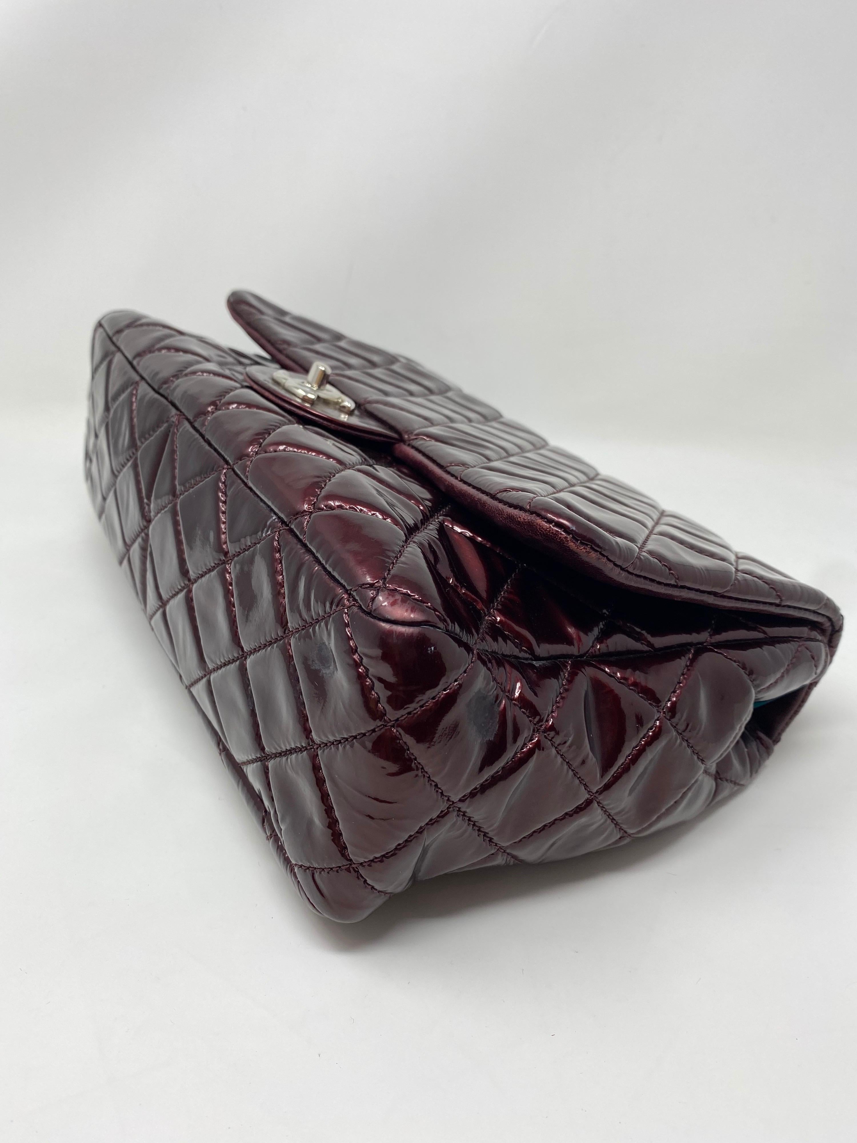 Chanel Jumbo Burgundy Patent Leather Bag  In Good Condition In Athens, GA