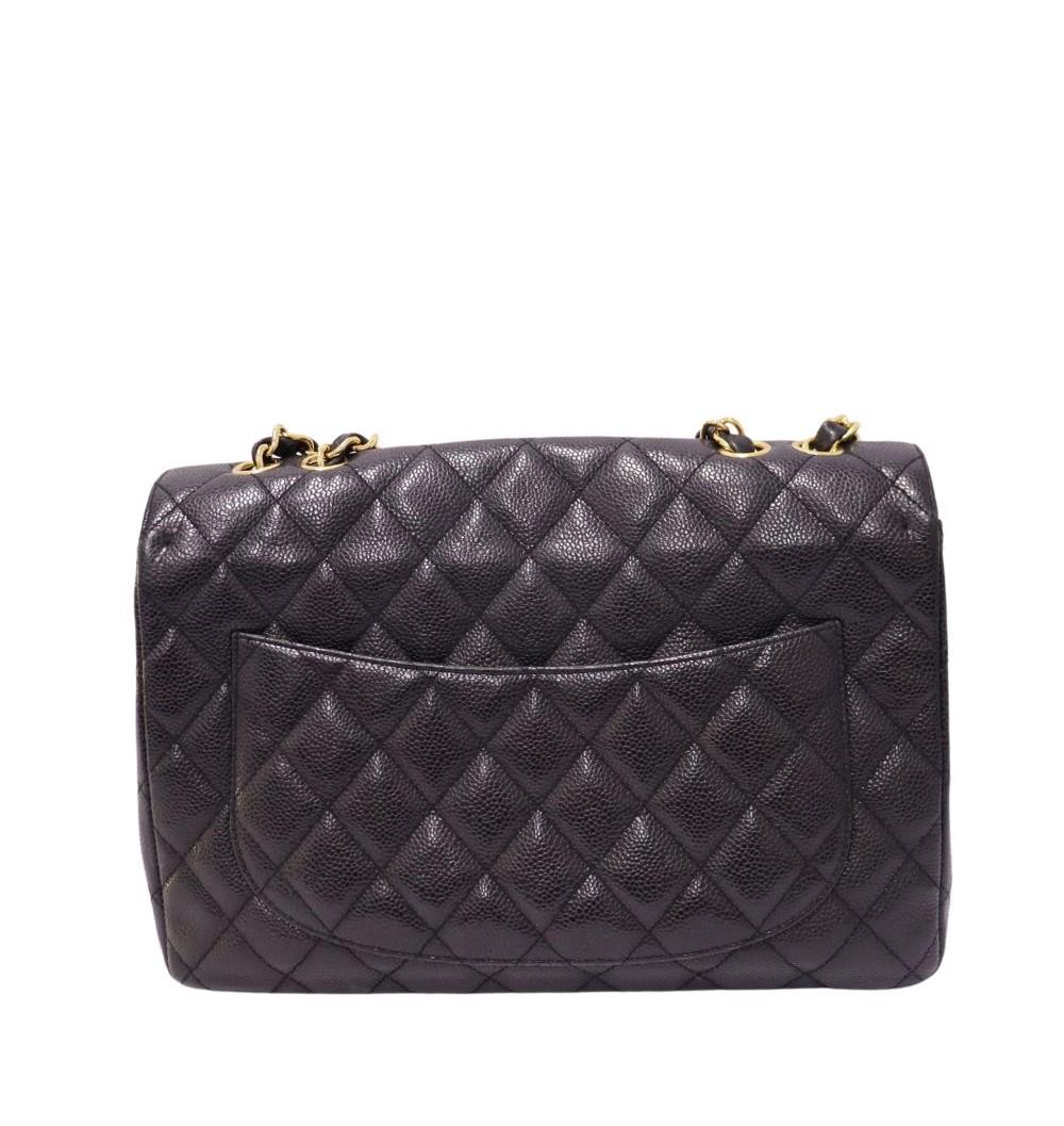 Chanel Jumbo Caviar Classic Single Flap Bag For Sale 4
