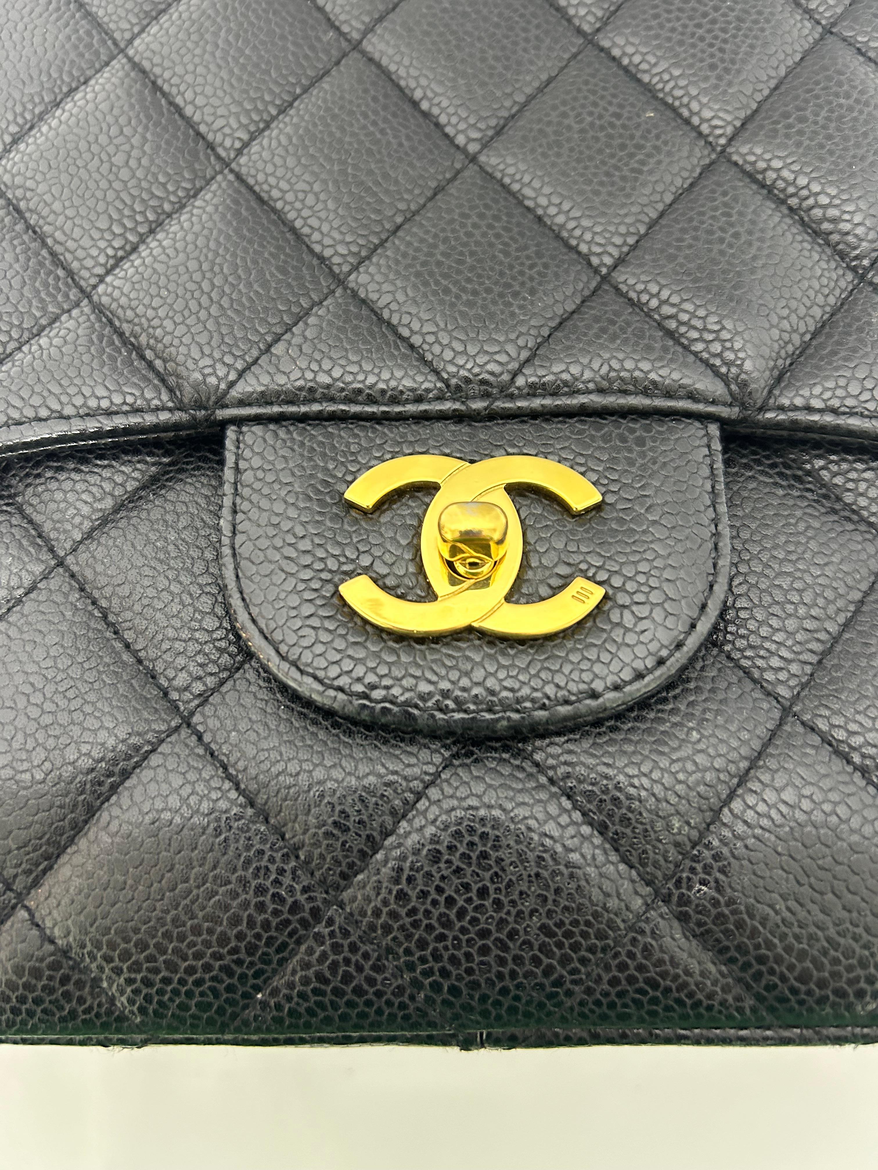 Chanel Jumbo Caviar Classic Single Flap Bag en vente 7