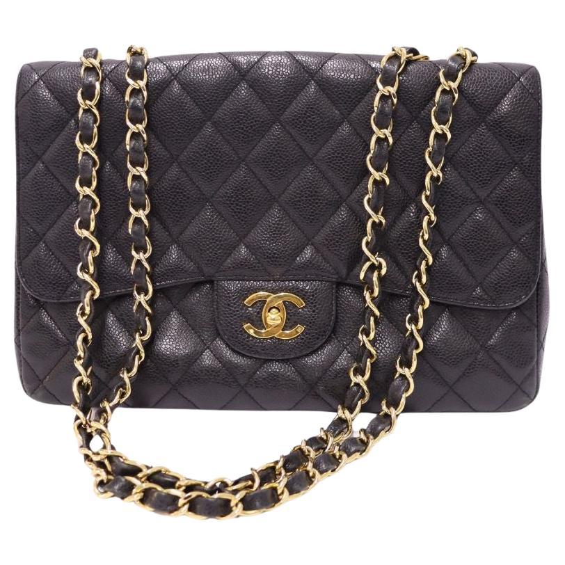 Women's Chanel Jumbo Caviar Classic Single Flap Bag For Sale