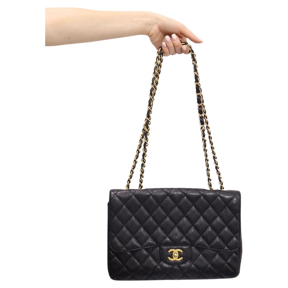 Chanel Jumbo Caviar Classic Single Flap Bag For Sale