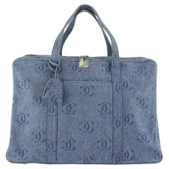 Chanel Jumbo CC Logo All Over Denim Aktentasche Arbeitsanzug 1CC1101
