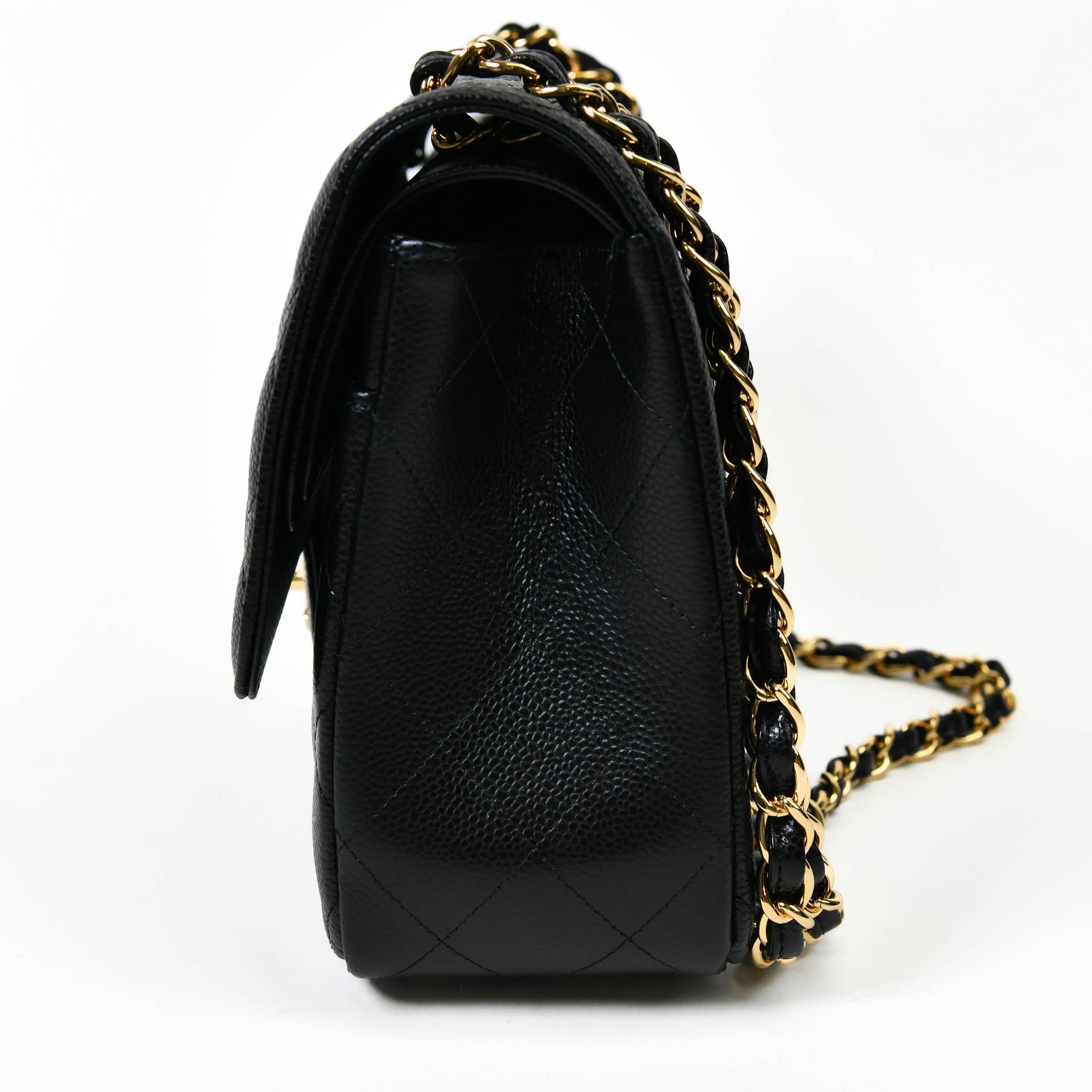 Chanel Jumbo Classic Double Flap Bag Black Caviar Gold Hardware For Sale 1