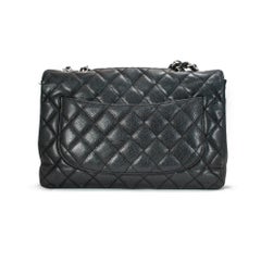 Chanel Jumbo Classic Single Flap 30CM Black Caviar Silver Hw