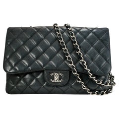 Chanel Jumbo Classic Single Flap 30CM Black Caviar Silver Hw