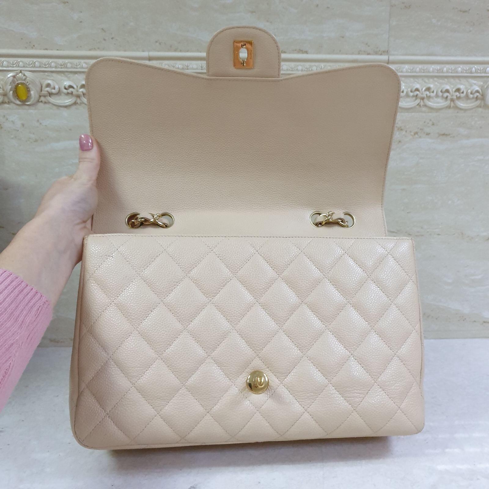 Chanel Jumbo Classic Single Flap Bag Caviar Beige 5