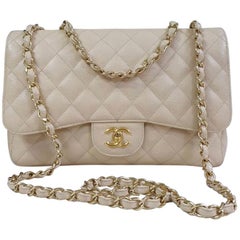 Chanel Jumbo Classic Single Flap Bag Caviar Beige