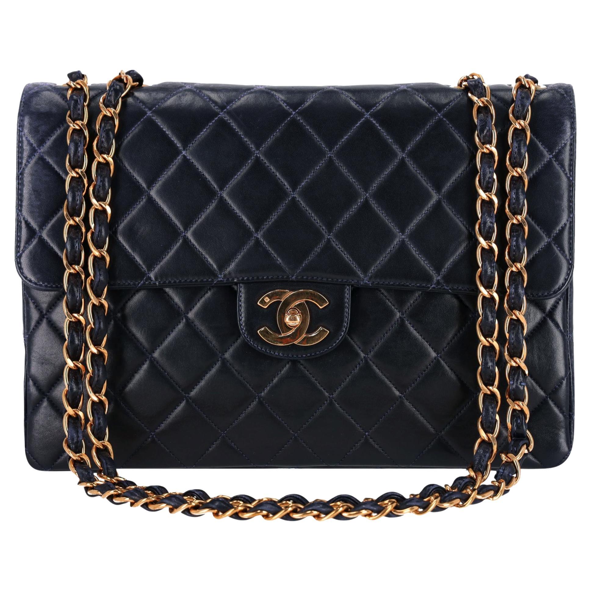 Chanel Jumbo Diamond Quilted Lambskin Timeless Bag With 24k Gold Hardware
