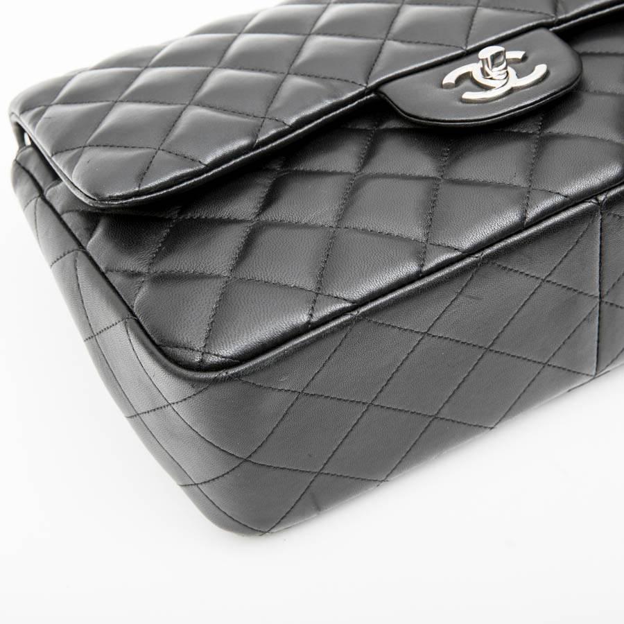 CHANEL Jumbo Double Flap Bag in Black Smooth Quilted Lamb Leather 2