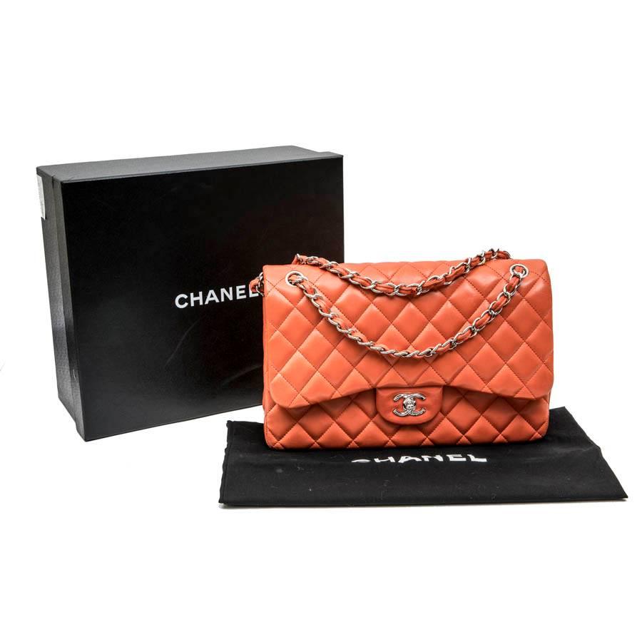 Women's CHANEL Jumbo Double Flap Bag in Coral Quilted Smooth Lamb Leather
