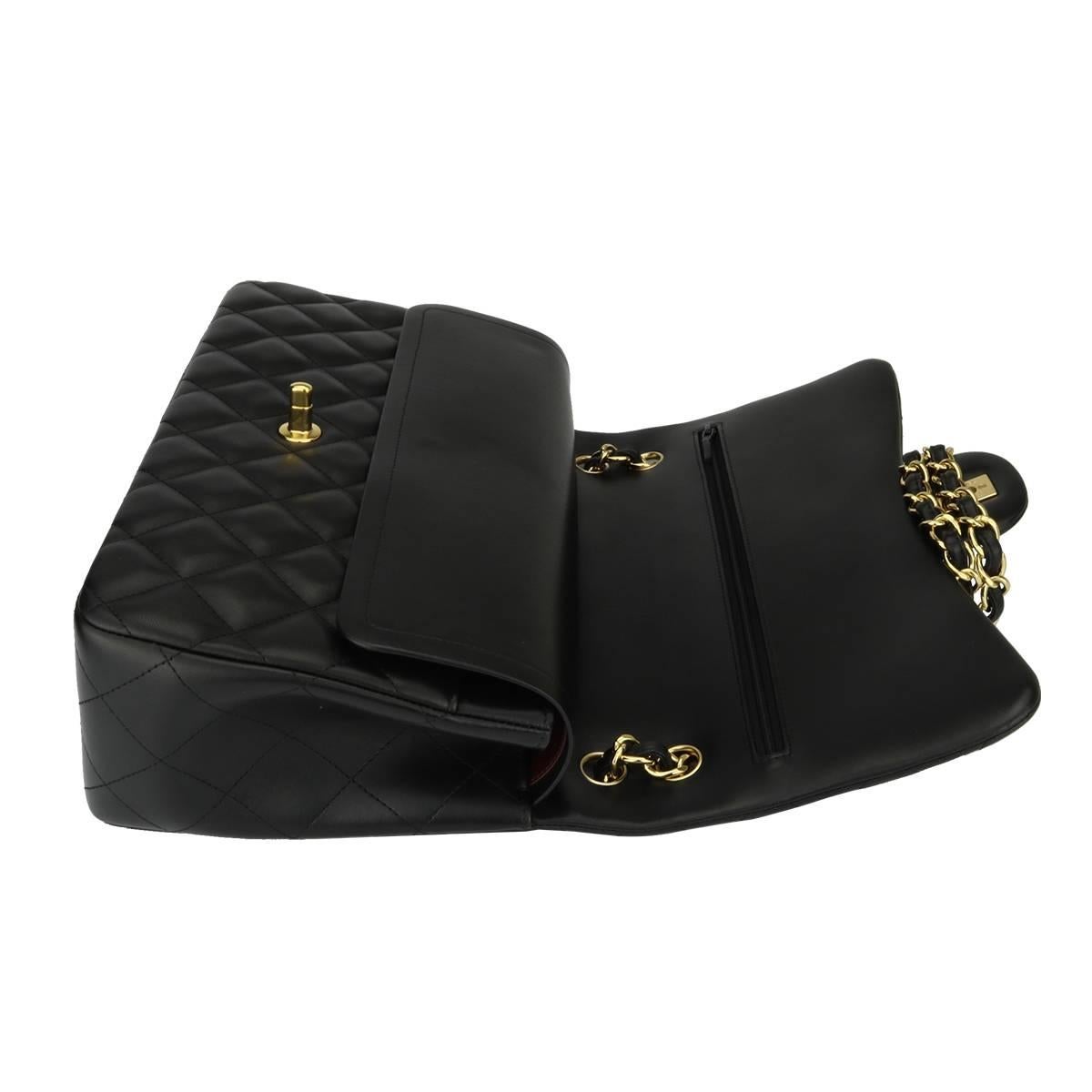 Chanel Jumbo Double Flap Black Lambskin with Gold Hardware, 2015 6