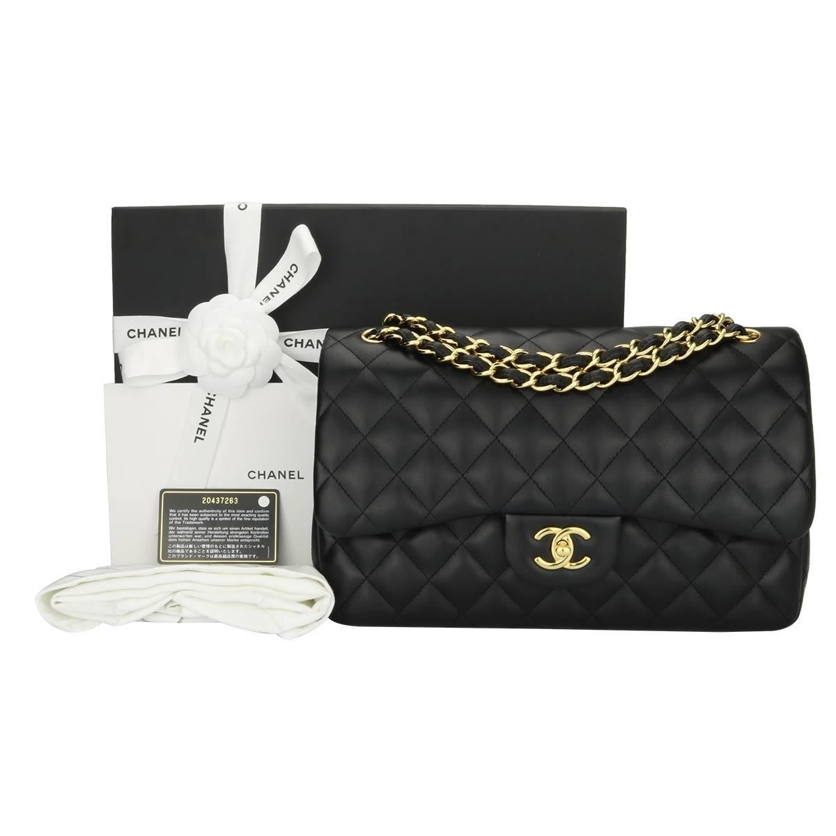 Chanel Jumbo Double Flap Black Lambskin with Gold Hardware, 2015 13